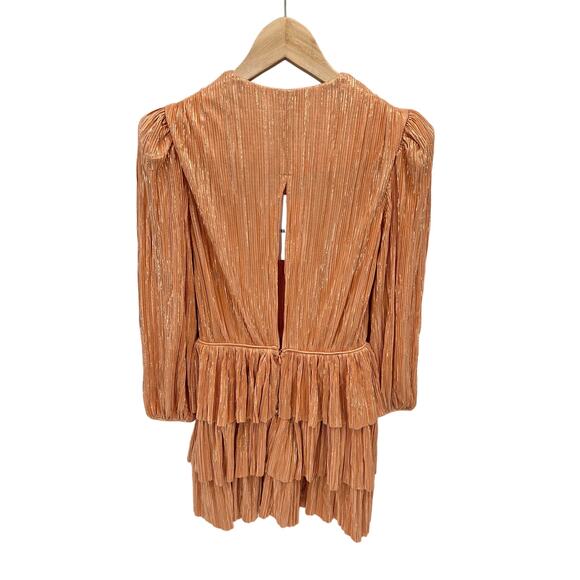 Sabina Musayev NWT Mina Long Sleeve Peach Shimmer Mini Dress // XS - Picture 16 of 16
